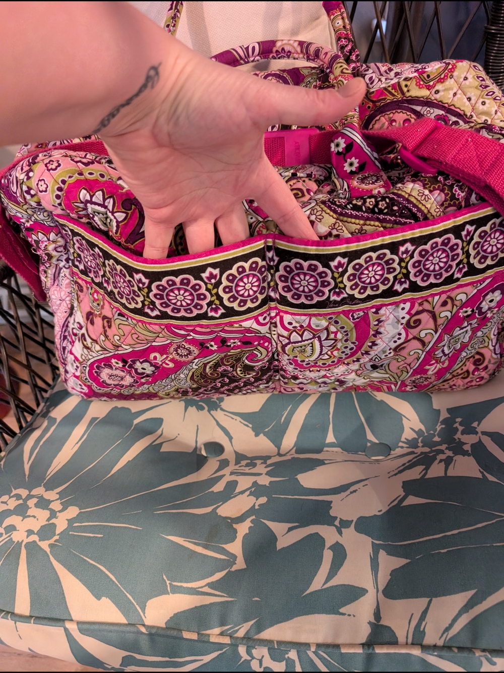 Vera Bradley Very Berry Paisley Pink Quilted Duffel Bag - Picture 3 of 13